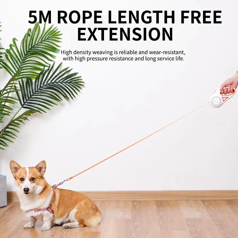 Heavy-Duty Retractable Dog Leash with LED Light – 3M & 5M Strong Nylon Pet Lead, Automatic Extension Rope for Large Dogs & Cats